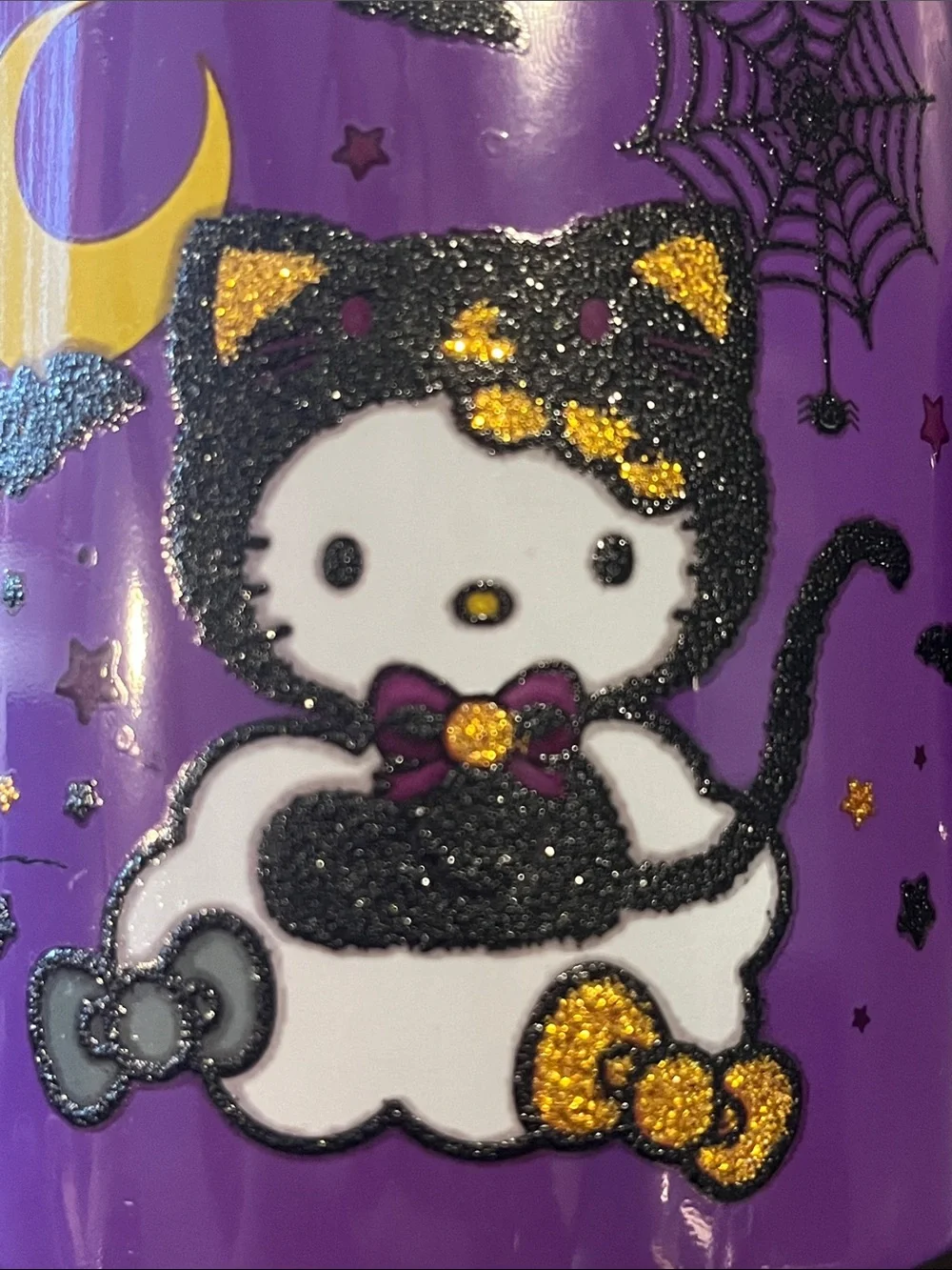 Sanrio Hello Kitty Purple Halloween Cat Mug with Glitter 20 Oz